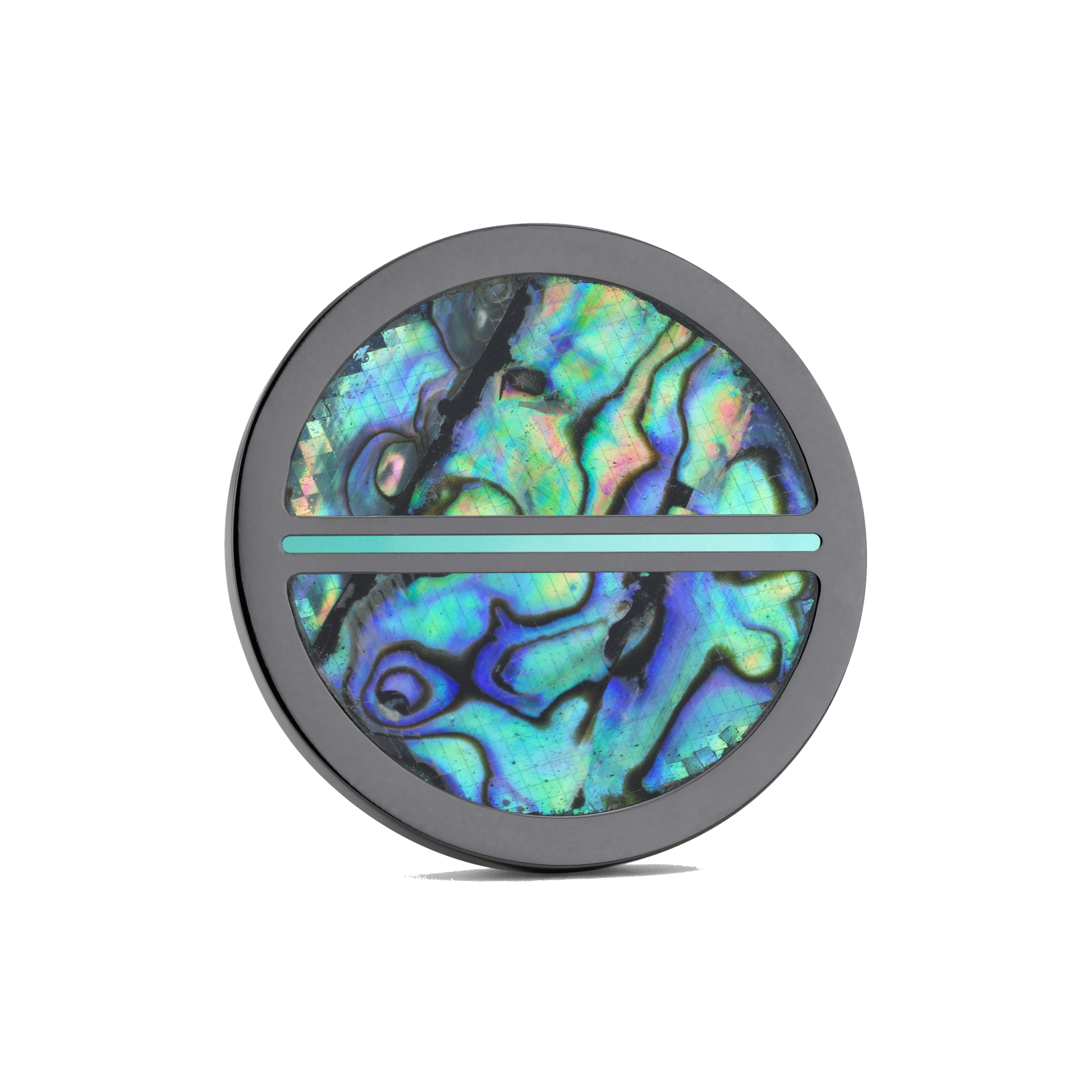 Luxury golf ball marker set in Black Titanium with Abalone