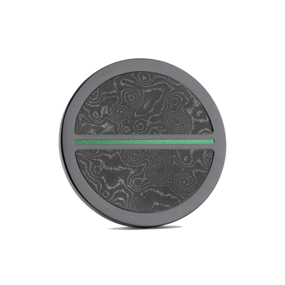 Luxury golf ball marker set in Black Titanium with Damascus Steel