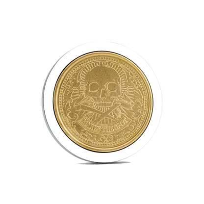 The Omen IV Golf Ball Marker — hero view showcasing polished silver finish