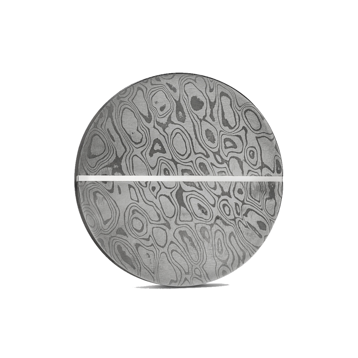 The Jaguar Golf Ball Marker — hero view showcasing pattern-welded Damascus layers