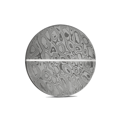 The Jaguar Golf Ball Marker — hero view showcasing pattern-welded Damascus layers