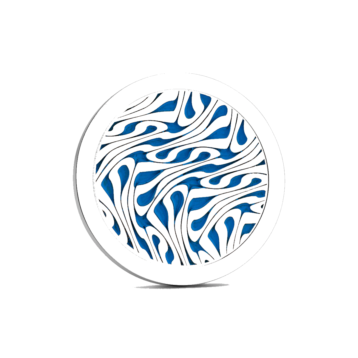 The Labyrinth Golf Ball Marker — hero view showcasing polished silver finish