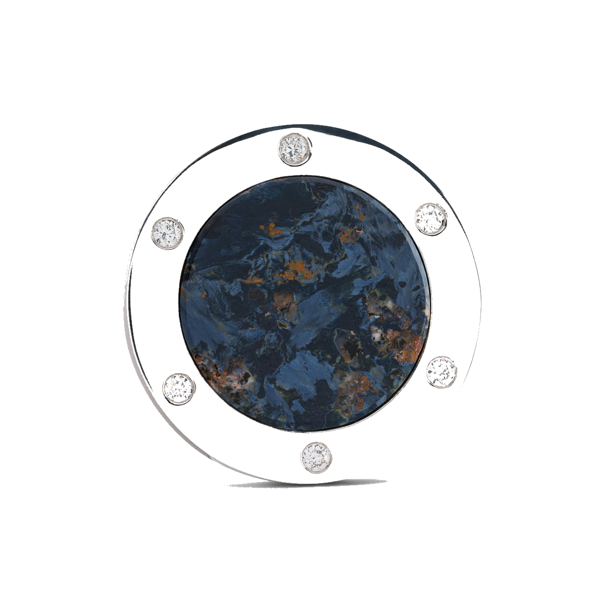 The Skyfire Six Golf Ball Marker — hero view showcasing brilliant-cut diamond in silver setting