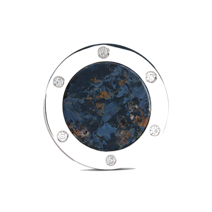 The Skyfire Six Golf Ball Marker — hero view showcasing brilliant-cut diamond in silver setting