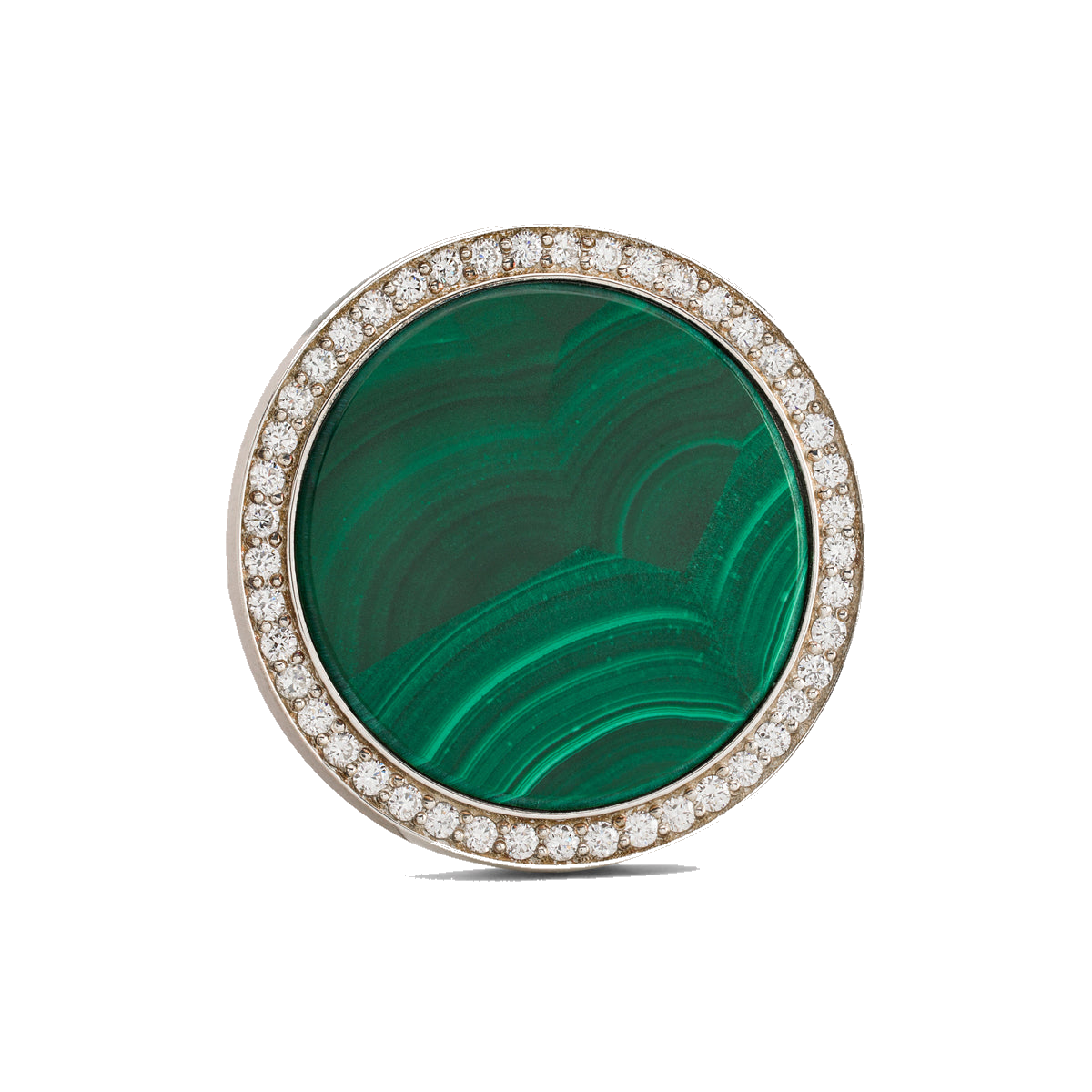 The Royal Fortune Golf Ball Marker — hero view showcasing brilliant-cut diamond in silver setting