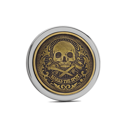 The Omen IV Antique Golf Ball Marker — hero view showcasing polished silver finish