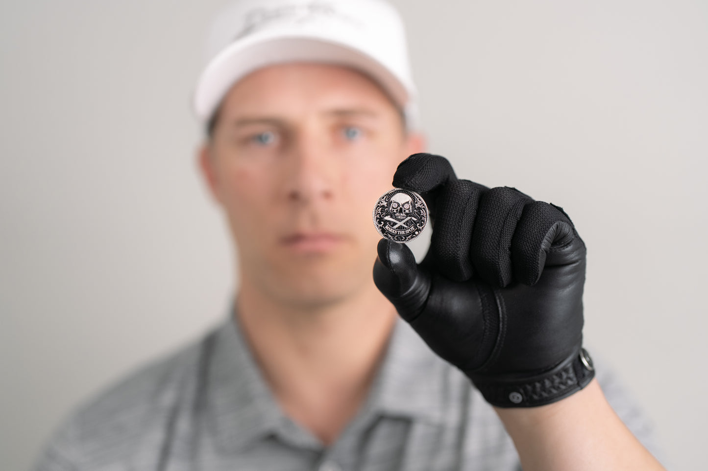 The Omen Classic Antique, Diamond & Silver Edition Golf Ball Marker — professional photograph showing diamond and sterling silver finish