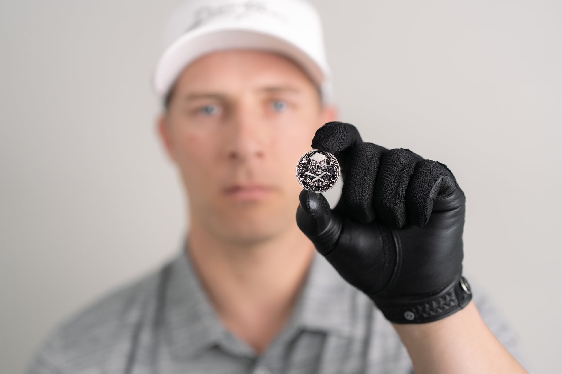 The Omen Classic Antique, Diamond & Silver Edition Golf Ball Marker — professional photograph showing diamond and sterling silver finish