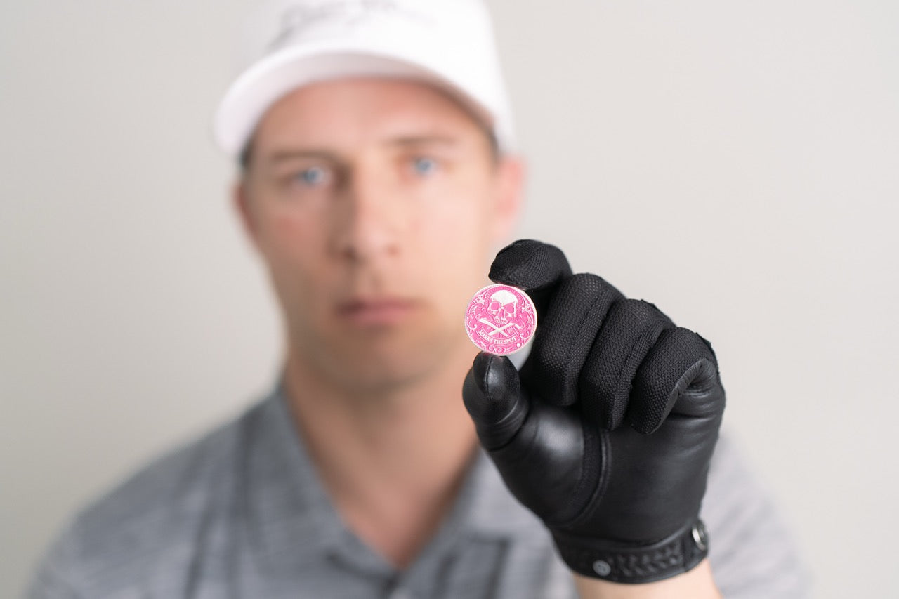 The Silver Omen Antique, Color Edition Golf Ball Marker — pink variant lifestyle shot