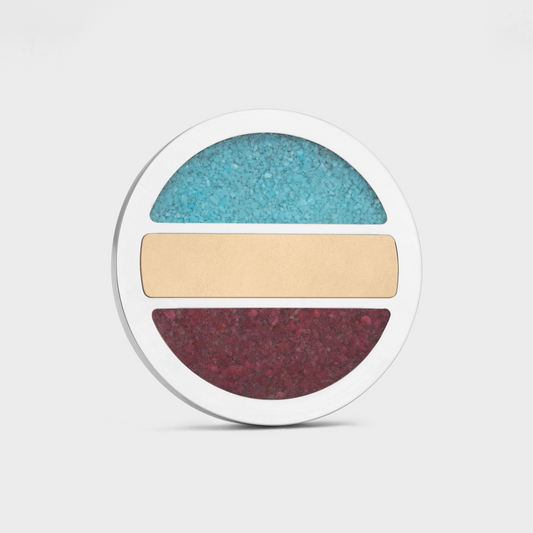 Luxury golf ball marker set in Titanium with Turquoise and Rose Gold