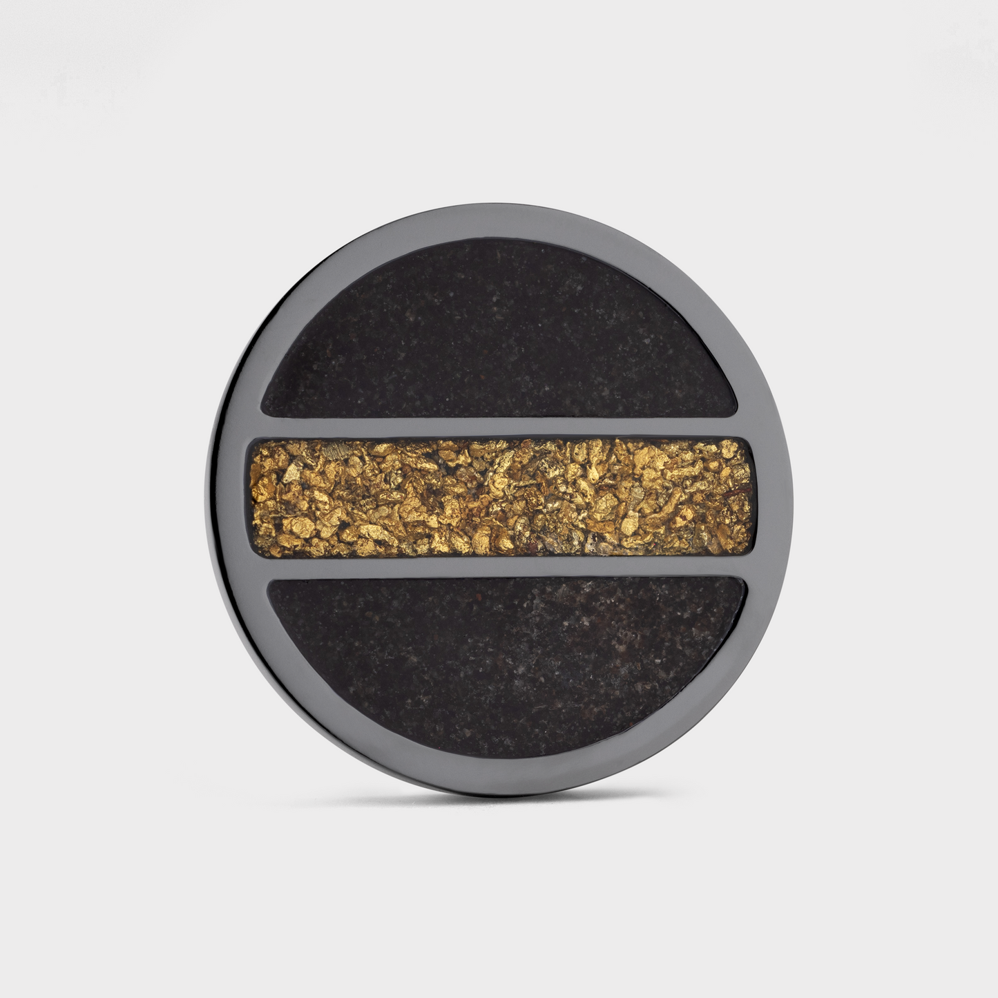 Luxury golf ball marker set in Black Titanium with Gold & Dino Bone