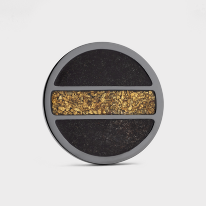 Luxury golf ball marker set in Black Titanium with Gold & Dino Bone