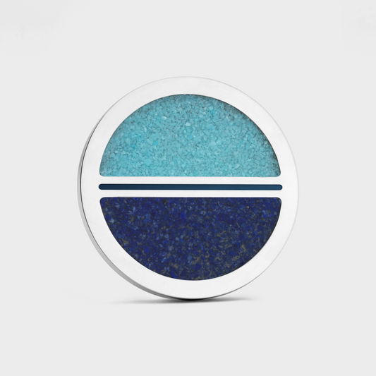 Luxury golf ball marker set in Titanium with Turquoise and Lapis