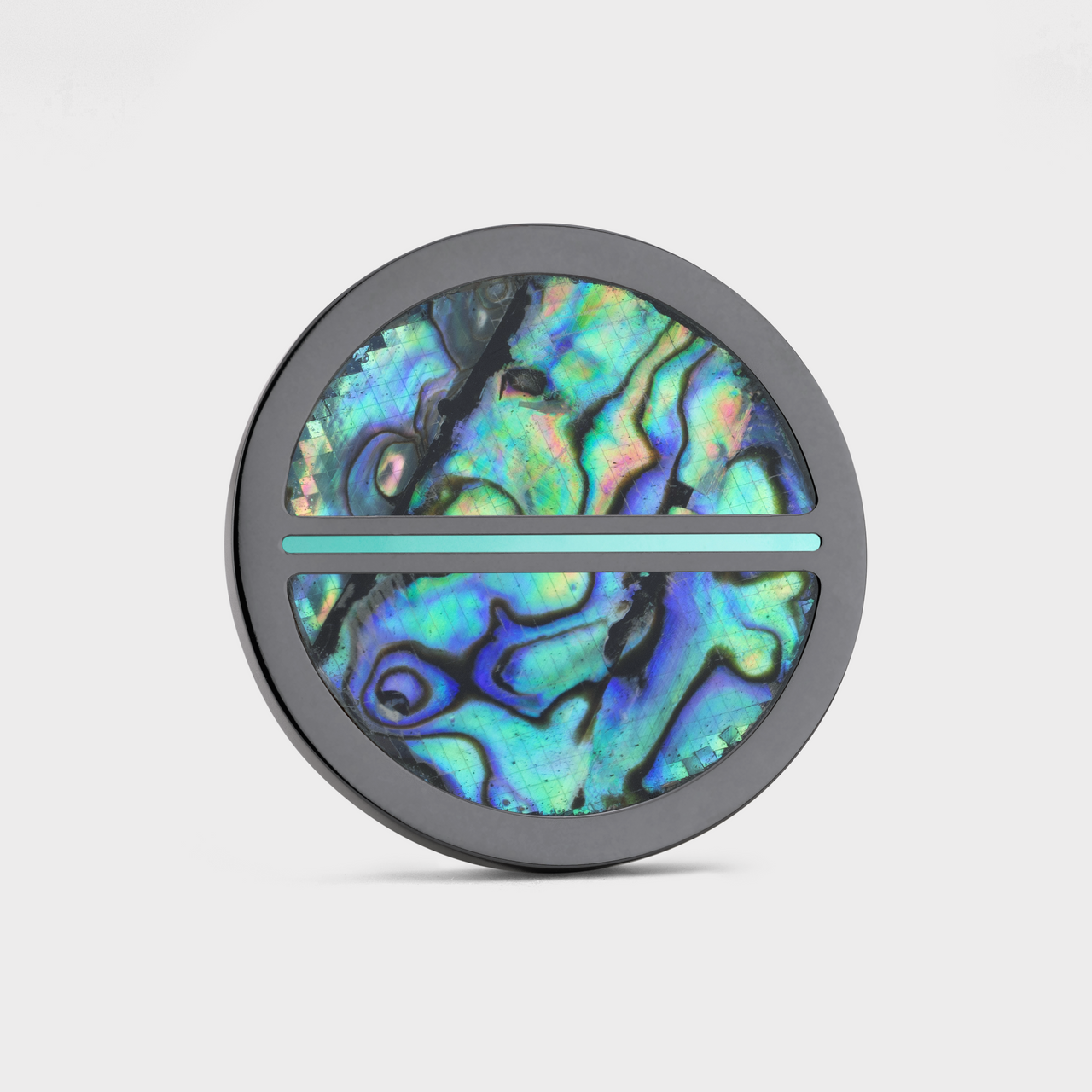 Luxury golf ball marker set in Black Titanium with Abalone