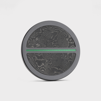 Luxury golf ball marker set in Black Titanium with Damascus Steel
