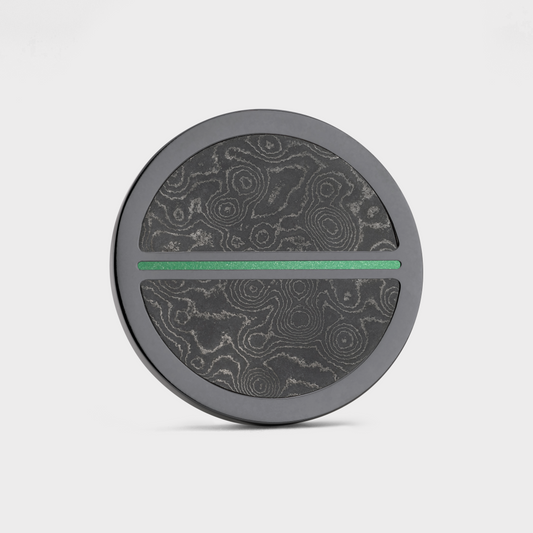 Luxury golf ball marker set in Black Titanium with Damascus Steel Golf Ball Marker